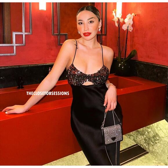 ZARA Blogger Fave Strappy Satin Midi Dress NWT Black (M & L) - Picture 7 of 16